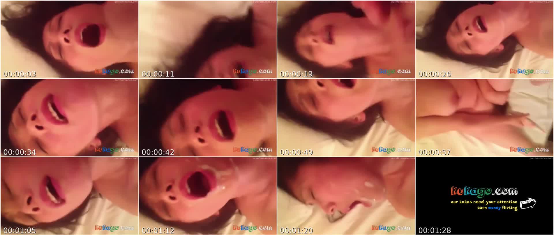 Japanese mature cums harder when he facials her