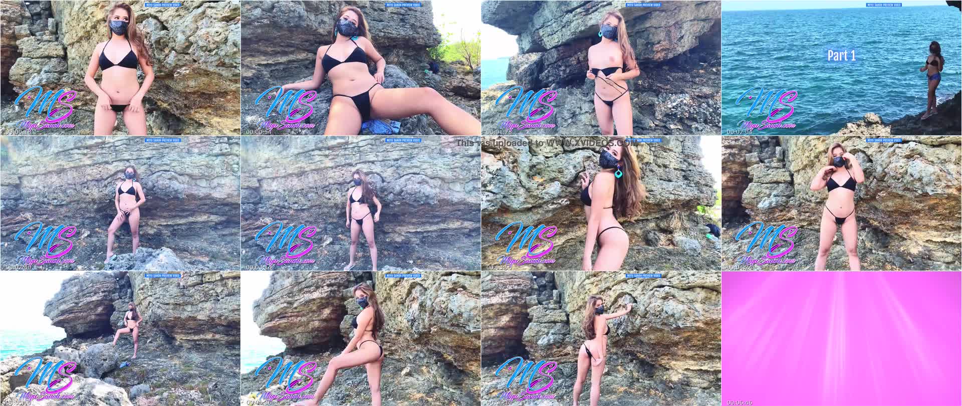 Preview#11 Part1 Miyu Sanoh Flashing Pussy And Tits In A Black Tiny Bikini On A Public Rocky Island And Getting All Naked After – XXX Pinay Scandal Exhibitionist And Nudist