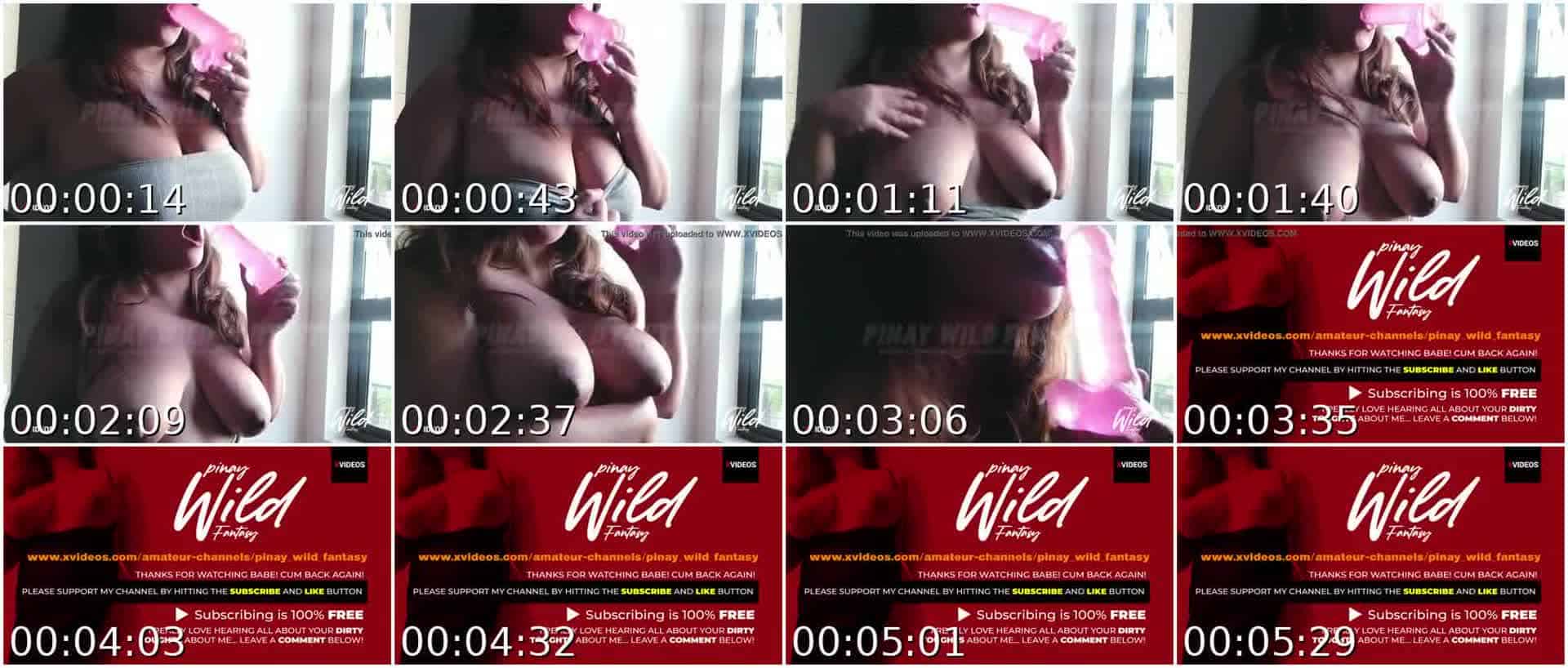 Hot Horny Pinay Wife Sucking Dildo In Front Of Window